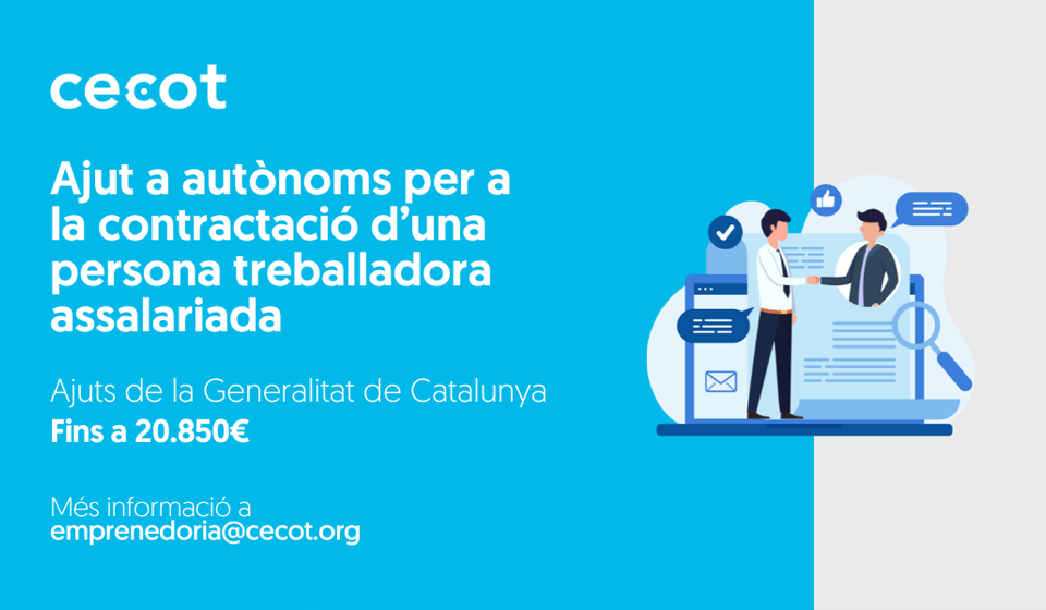 Ajuts a autònoms per a la contractació d’una persona treballadora assalariada de la Generalitat de Catalunya