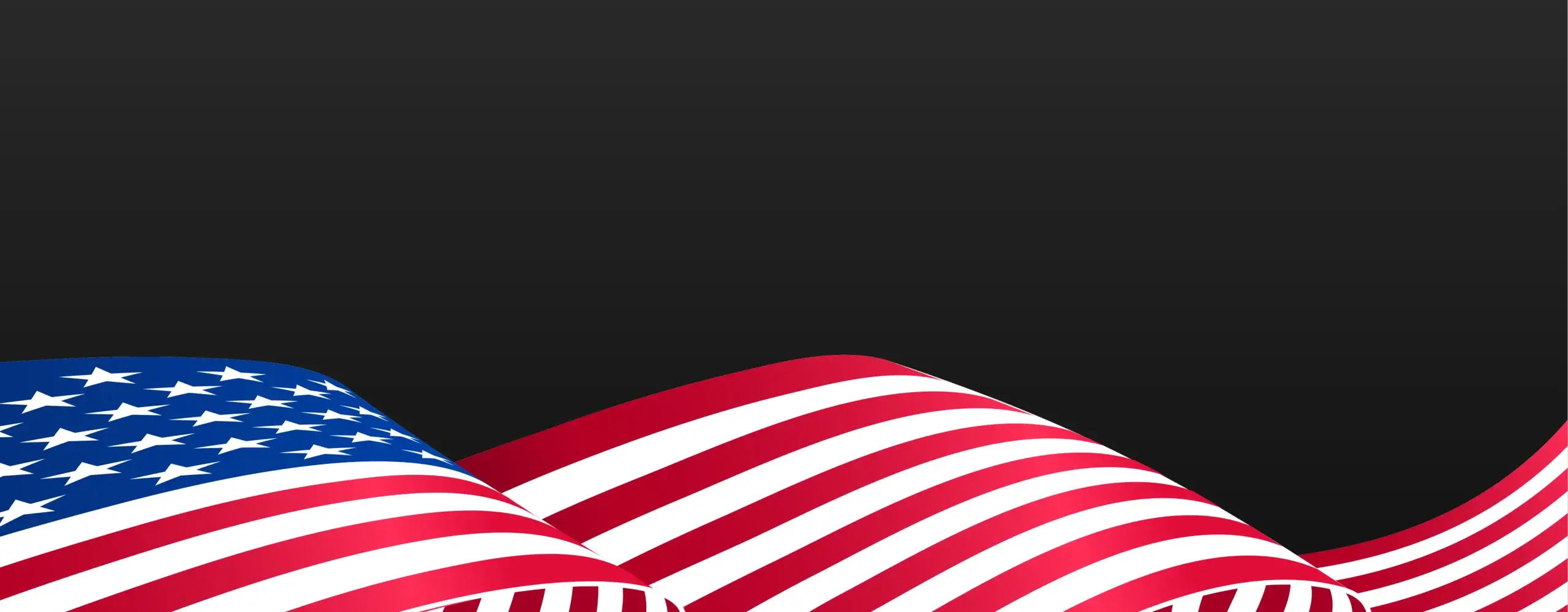empty, blank copy space of united states of america waving flag vector illustration on dark black background.