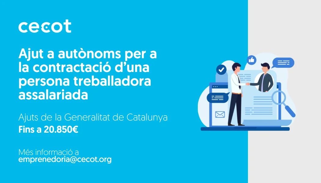 Ajuts a autònoms per a la contractació d’una persona treballadora assalariada de la Generalitat de Catalunya