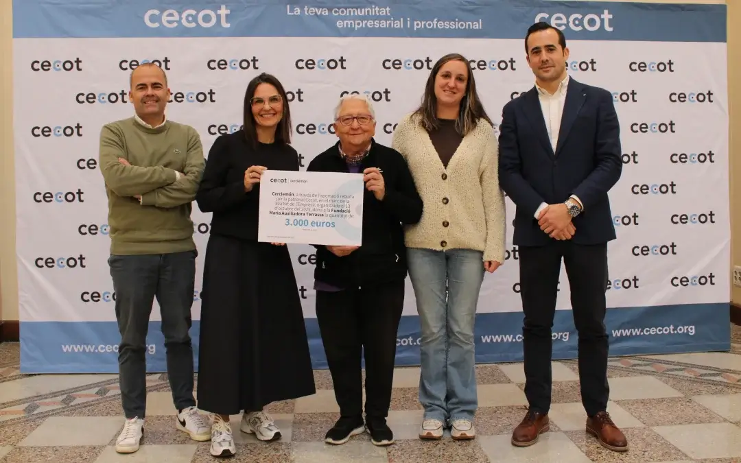 Cerclemón de la Cecot lliura 3.000€ a la Fundació Maria Auxiliadora per garantir àpats a persones en situació de vulnerabilitat a Terrassa