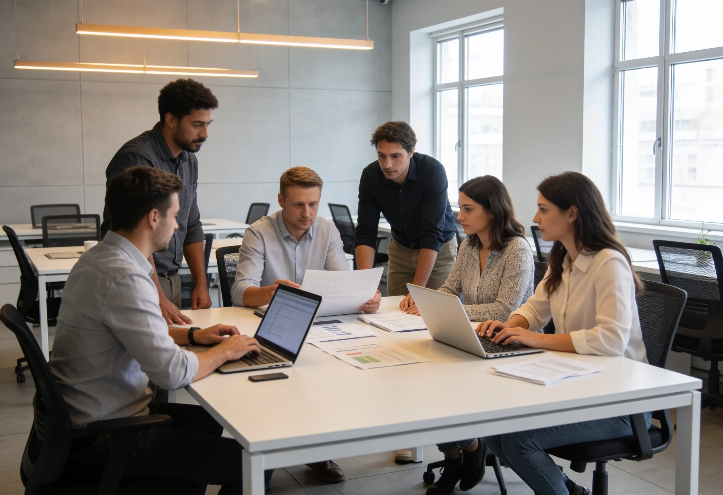 group of young business people in the modern office